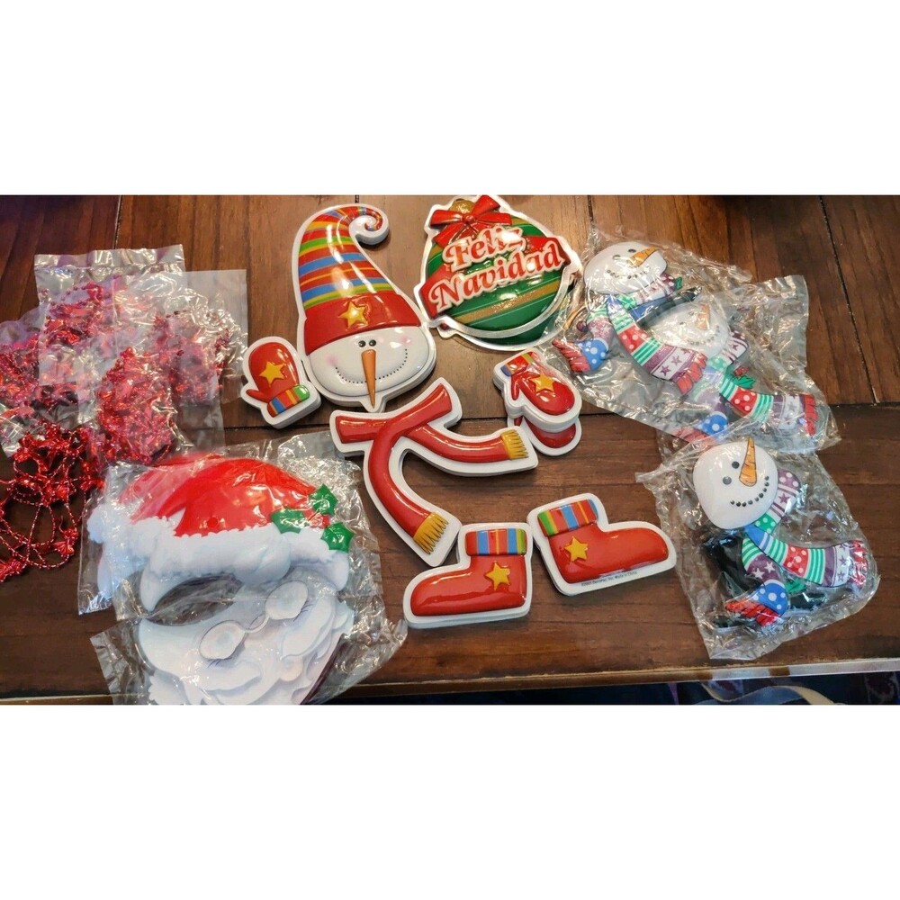 2005 '08 Lot Of DecoPac Christmas Snowman Santa Feliz Navidad Holiday Cake Decor